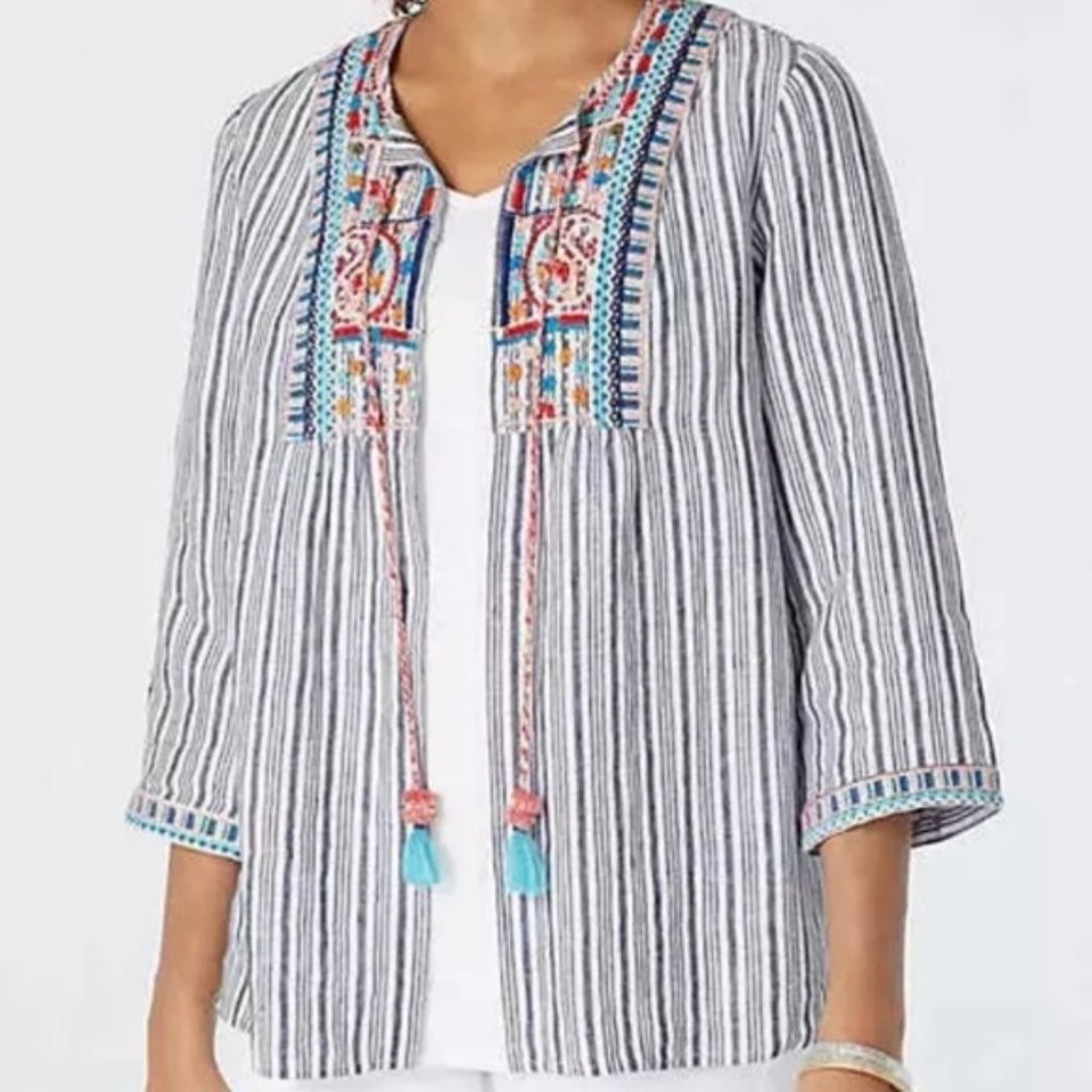j. jill embroidered linen jacket 🤍 mp